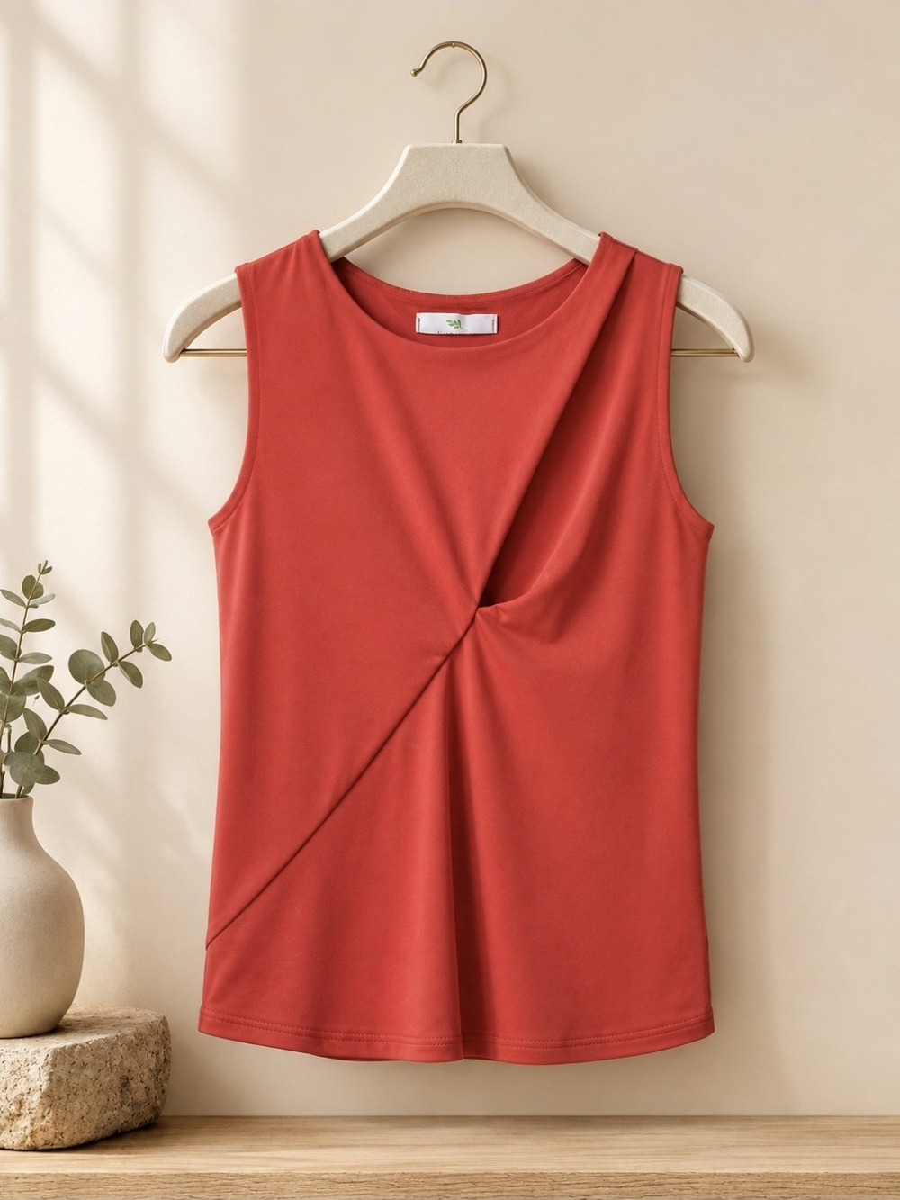Women’s Twist-Front Sleeveless Tank Top — Orange